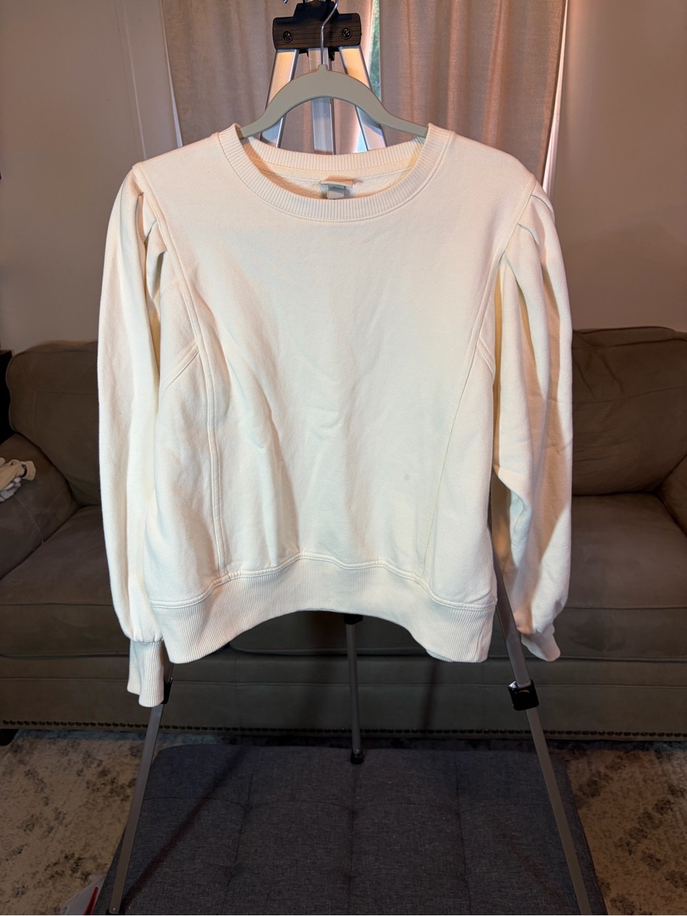 a new day Cream Ribbed-Neck Pullover Tee